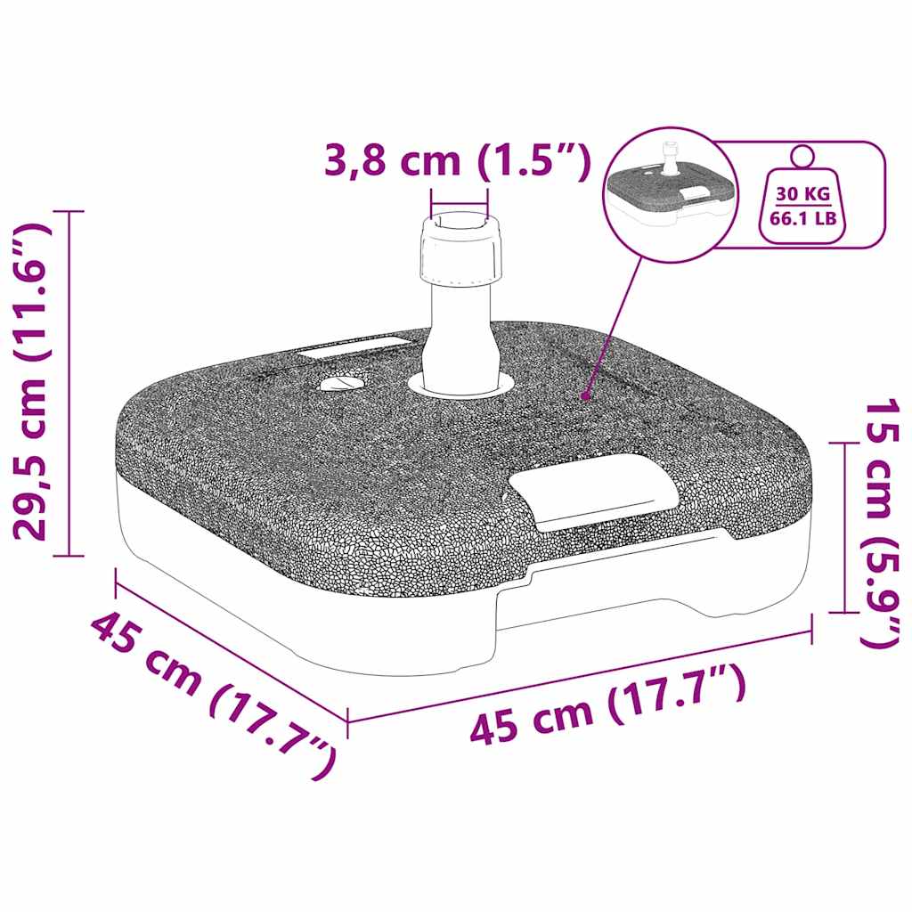 Parasollfot Svart 45 x 45 x 29,5 cm Høy densitet polyetylen vidaXL