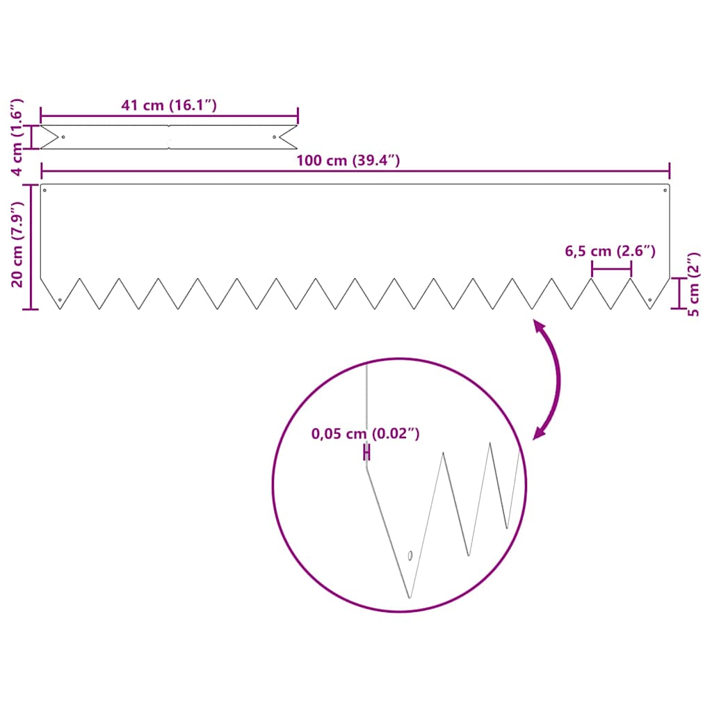 Gjerdekant 50 pcs Antrasitt 100 x 0.05 x 20 cm Kaldvalset stål