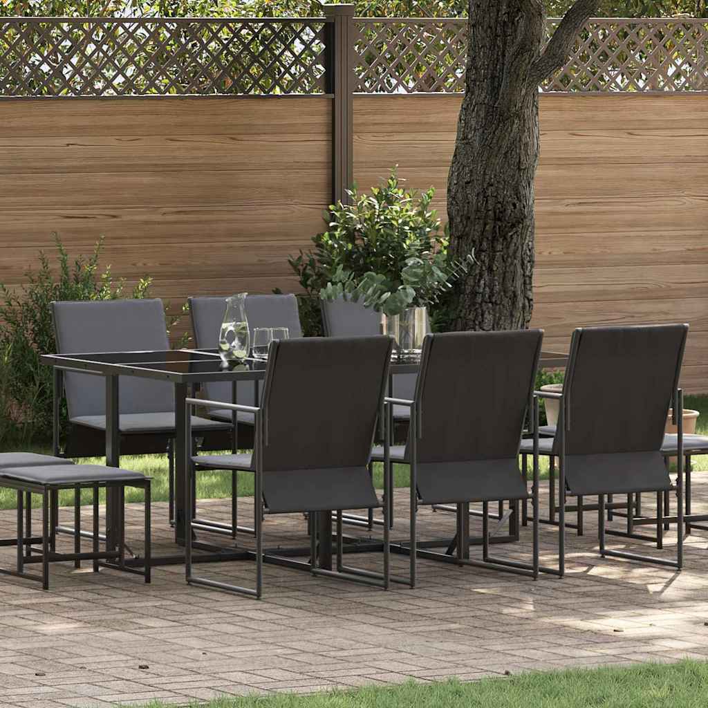 Hage Spisegruppe 11 pcs Svart Stål