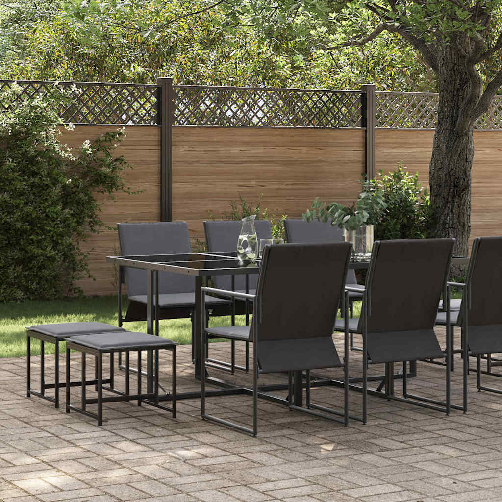Hage Spisegruppe 11 pcs Svart Stål