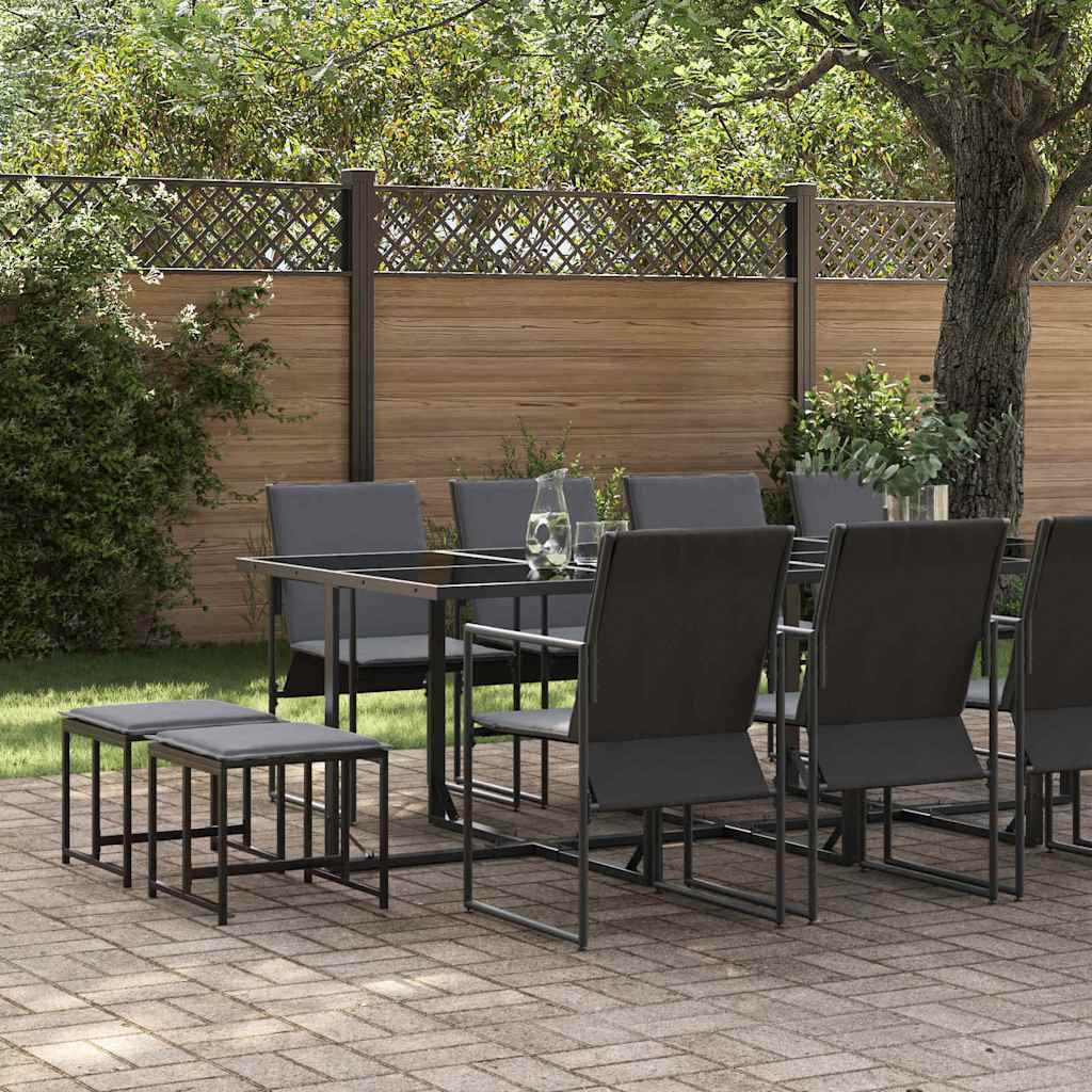 Hage Spisegruppe 13 pcs Svart Stål