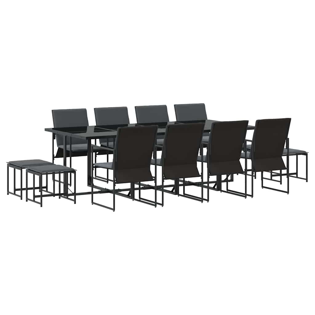 Hage Spisegruppe 13 pcs Svart Stål