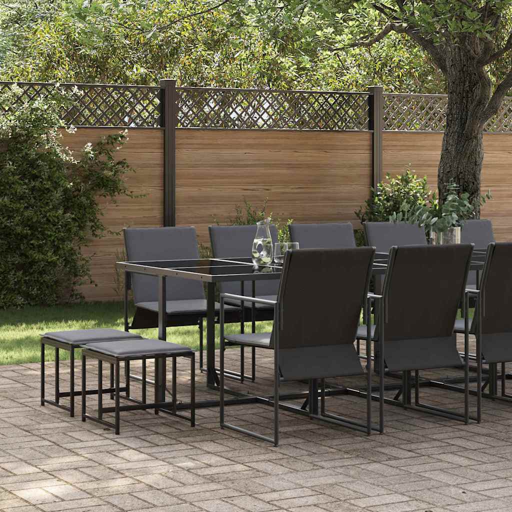 Hage Spisegruppe 15 pcs Svart Stål