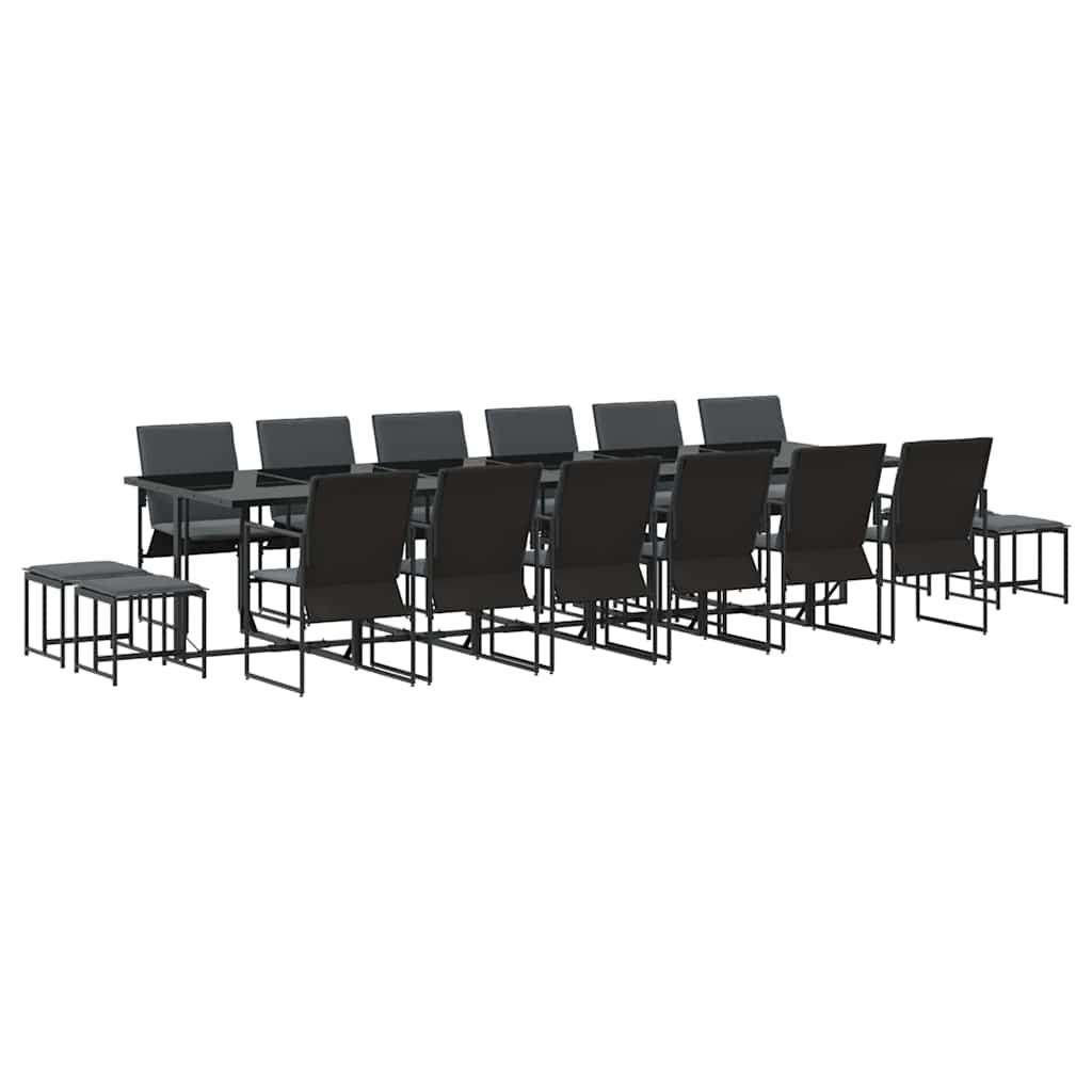 Hage Spisegruppe 17 pcs Svart Stål