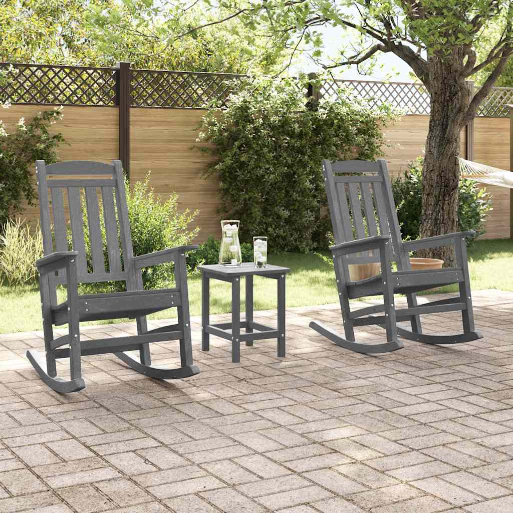 Gyngestol 3 pcs Lysegrå Polyethylen vidaXL