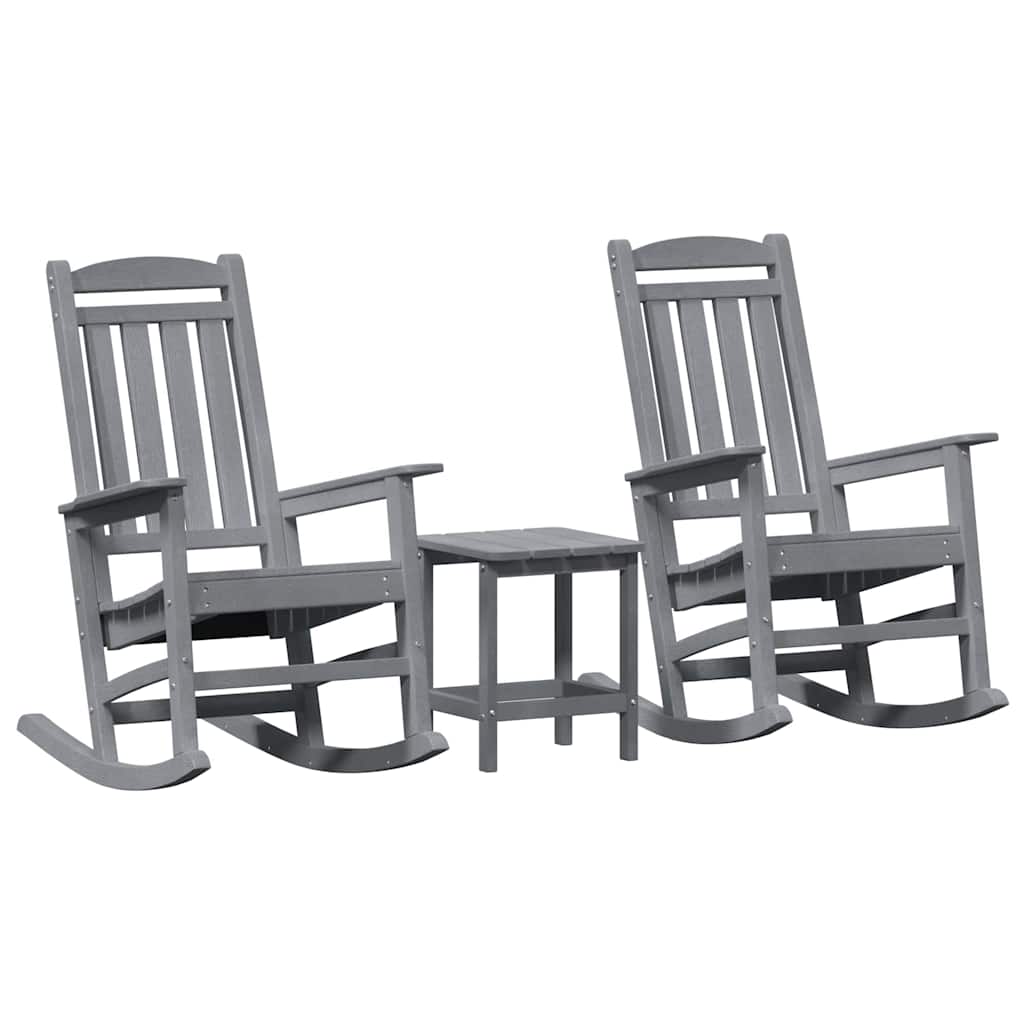 Gyngestol 3 pcs Lysegrå Polyethylen vidaXL
