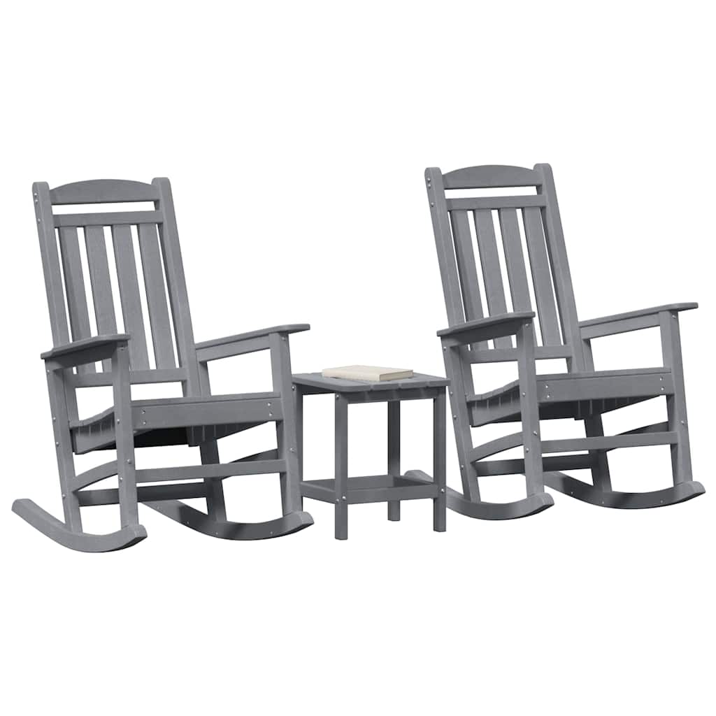 Gyngestol 3 pcs Lysegrå Polyethylen vidaXL