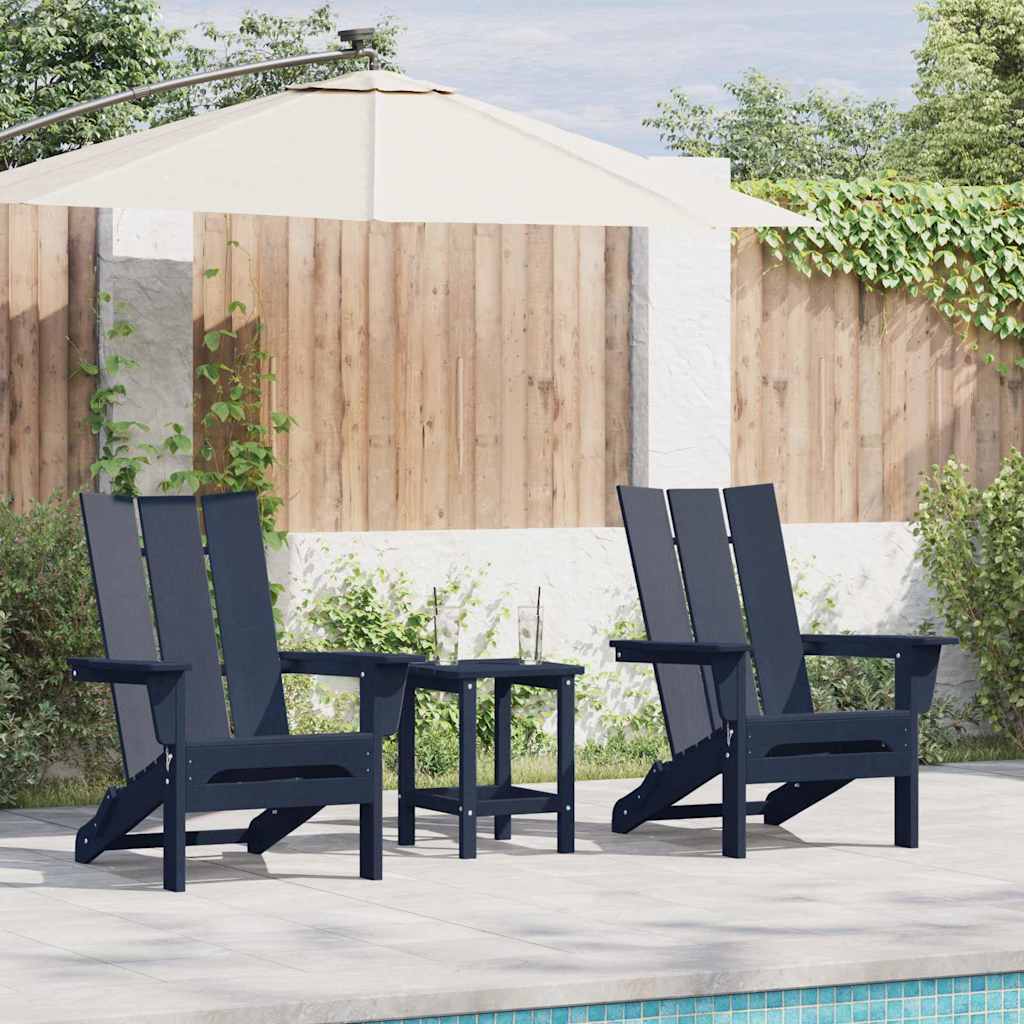 Hage Stol 3 pcs Havblå 80.5 x 74.5 x 92 cm Polyethylen