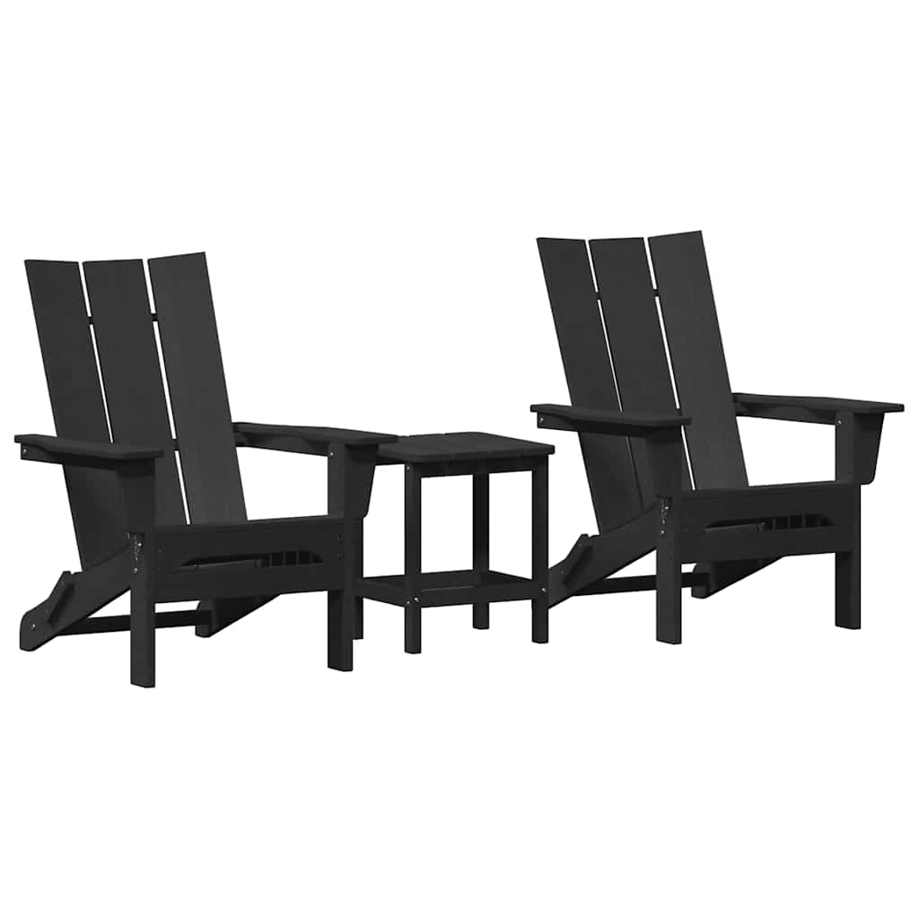 Hage Stol 3 pcs Svart 80.5 x 74.5 x 92 cm Polyethylen