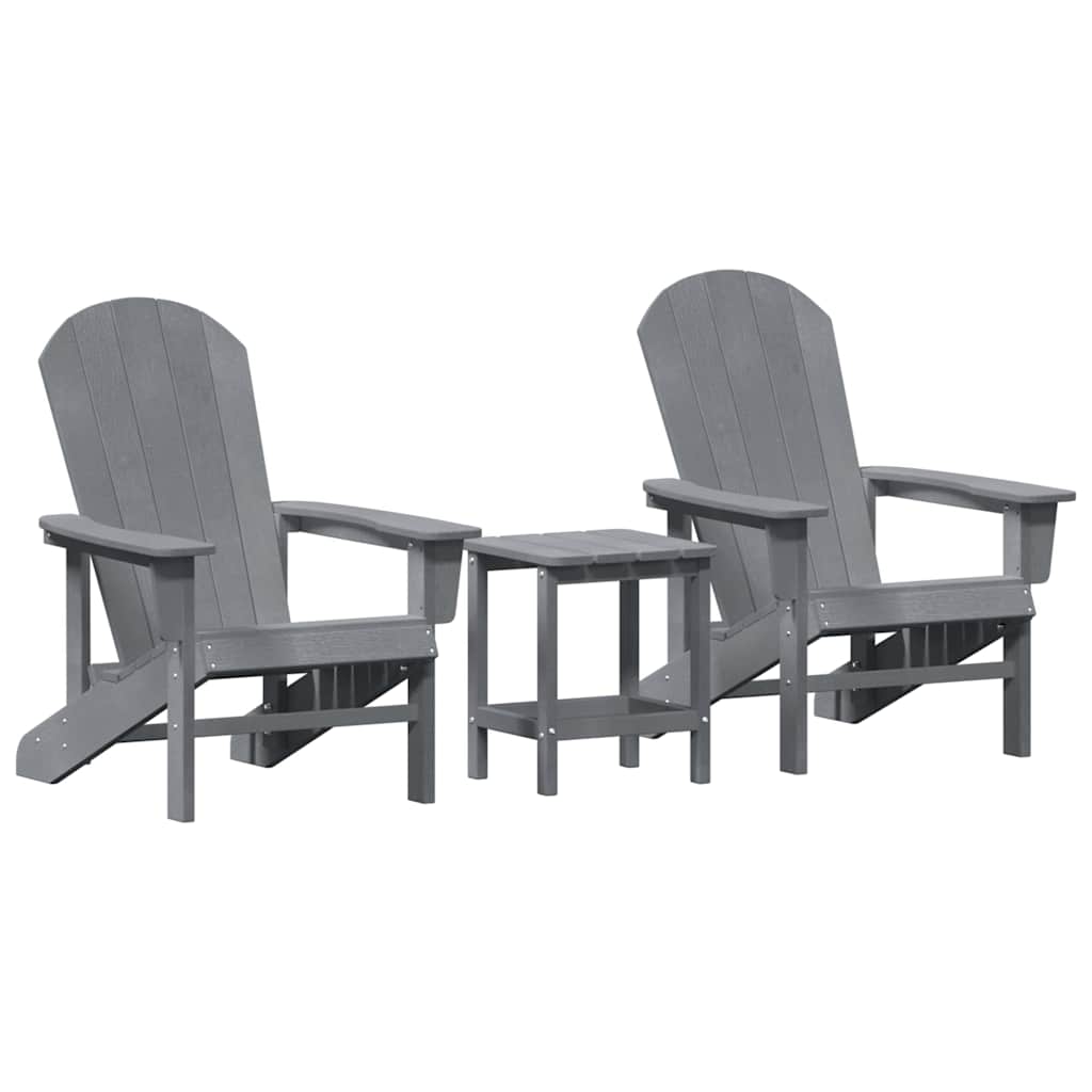 Hage Stol 3 pcs Lysegrå Polyethylen vidaXL