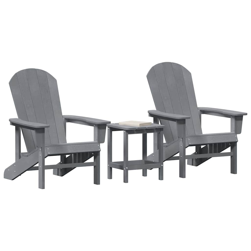 Hage Stol 3 pcs Lysegrå Polyethylen vidaXL