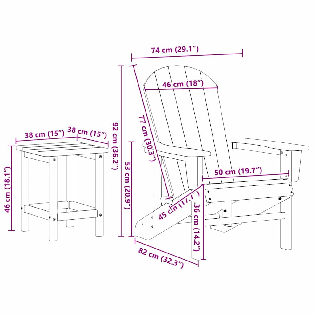 Hage Stol 3 pcs Lysegrå Polyethylen vidaXL