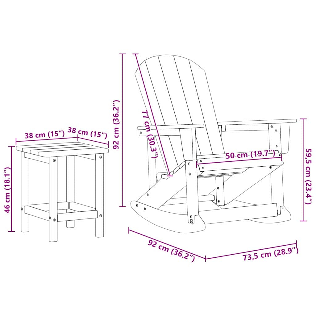 Hage lounge sett 3 pcs Marineblå HDPE