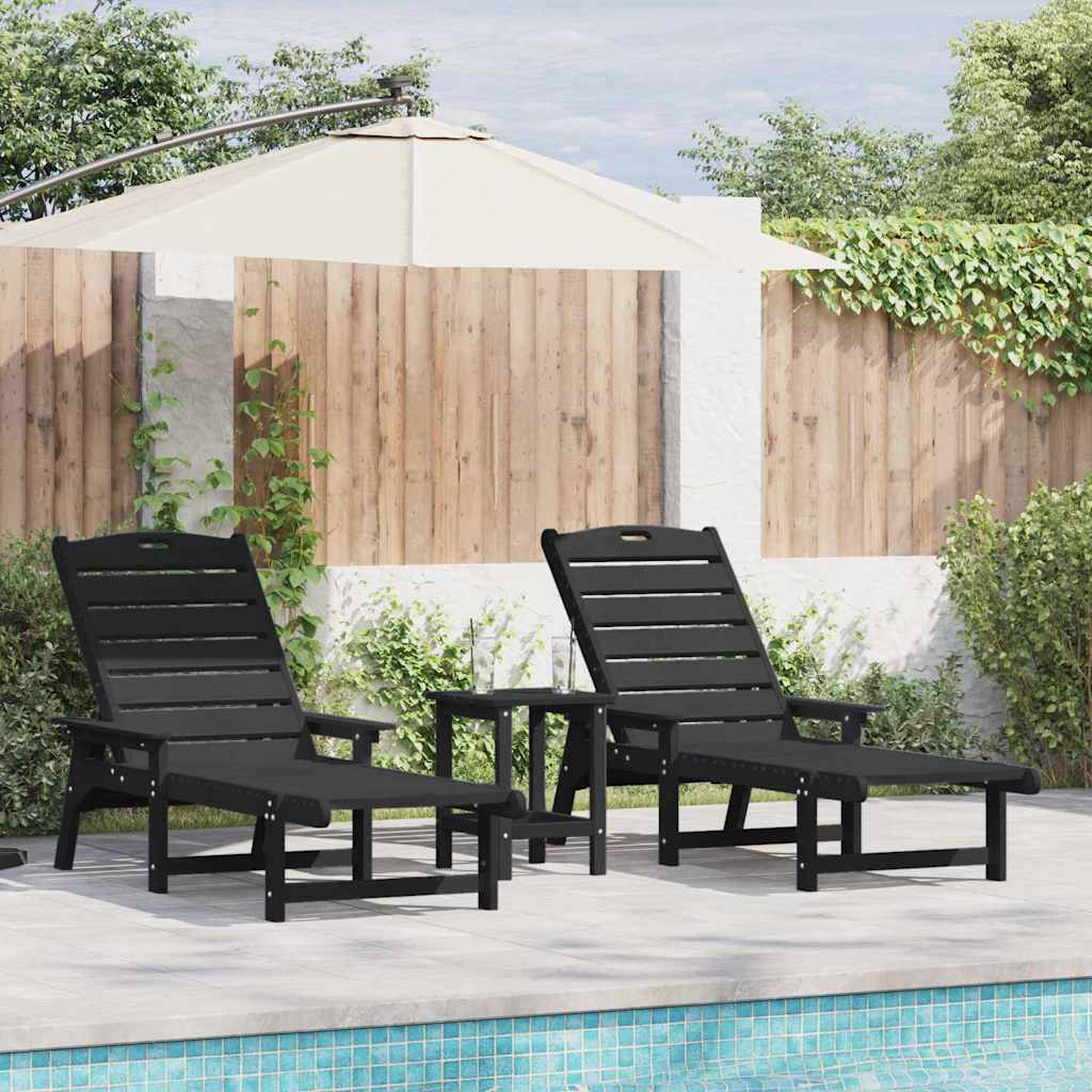 Hage lounge møbler 2 pcs Svart 53 x 195.5 x 30cm Polyethylen