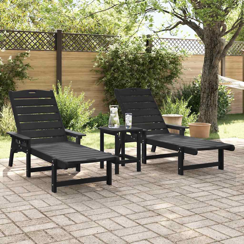 Hage lounge møbler 2 pcs Svart 53 x 195.5 x 30cm Polyethylen