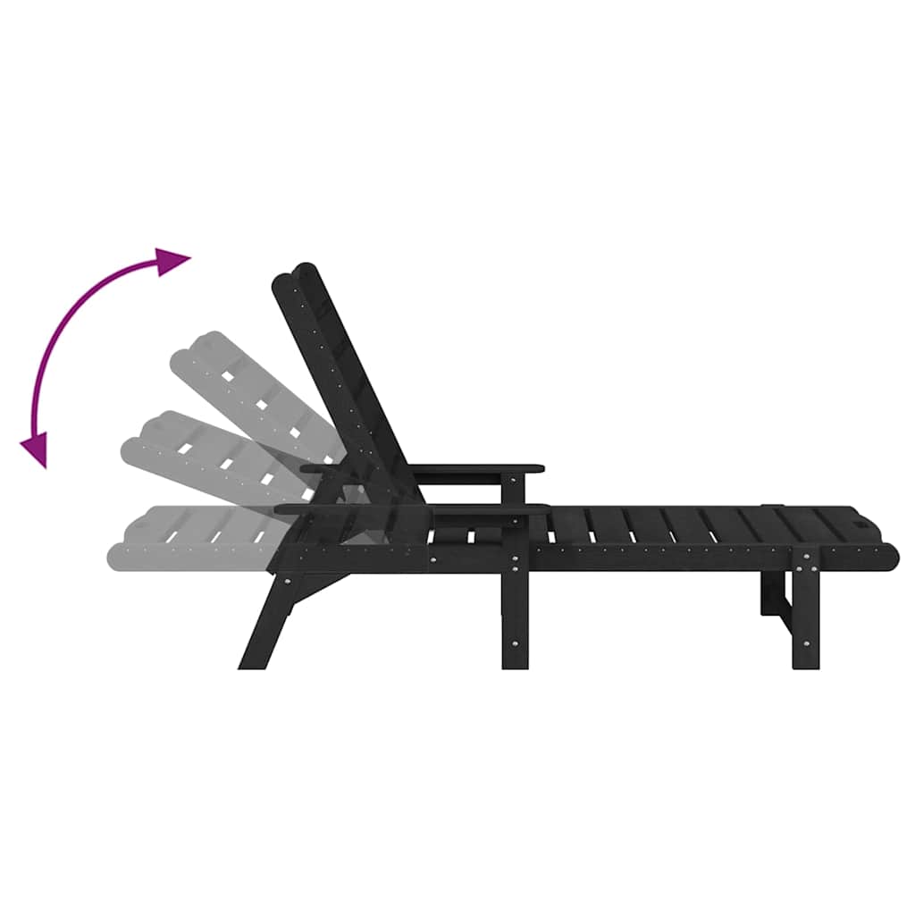 Hage lounge møbler 2 pcs Svart 53 x 195.5 x 30cm Polyethylen