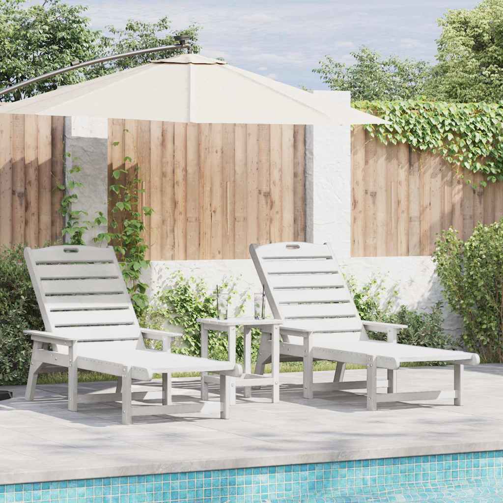 Solstol 3 pcs Hvit Polyethylen vidaXL