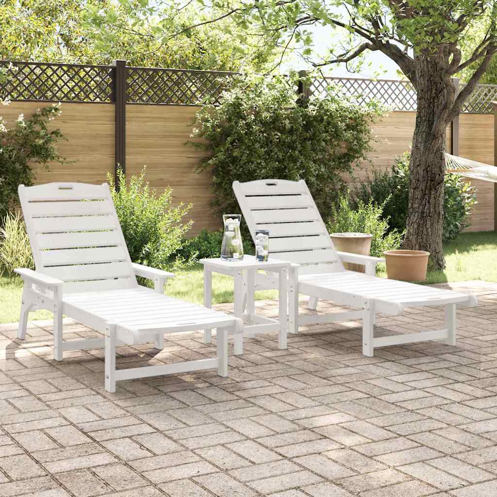 Solstol 3 pcs Hvit Polyethylen vidaXL
