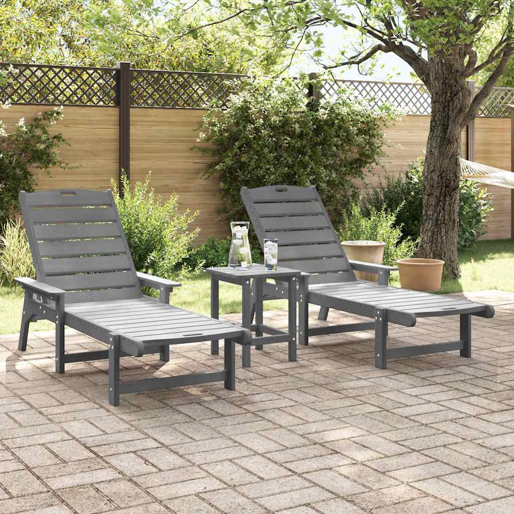 Solstol 3 pcs Lysegrå Polyethylen vidaXL