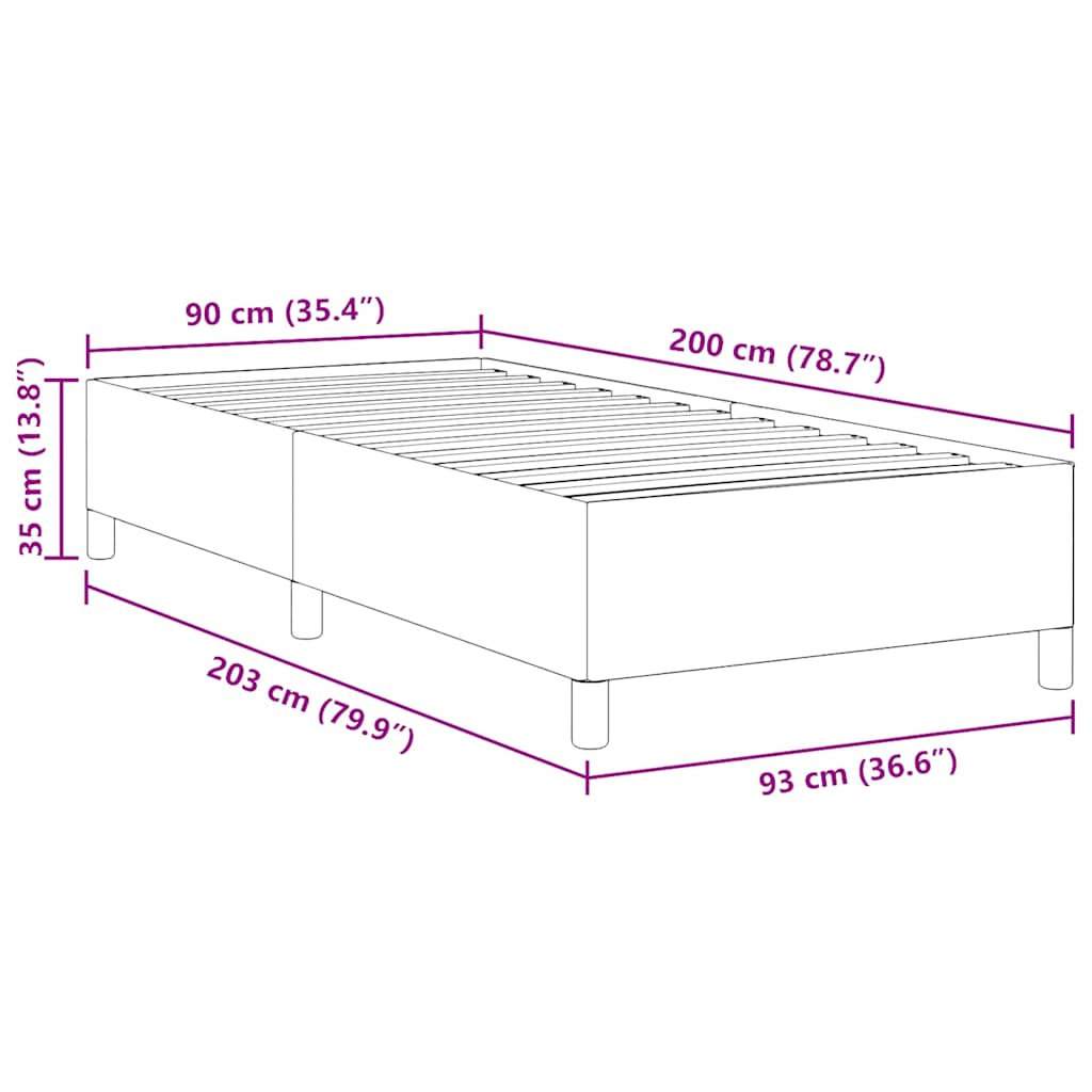 Sengestamme Mørke grå 90 x 200 cm Kordfløyel