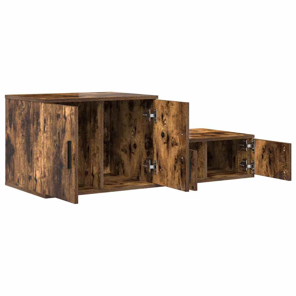 Oppbevaringsskap 2 pcs Røkt eik 127 x 41 x 40 cm Konstruert tre