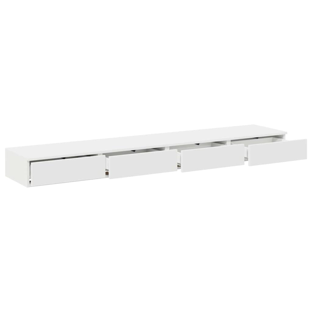 Sengeskuffer med skuff Hvit 200 x 36,5 x 16,5 cm Konstruert tre