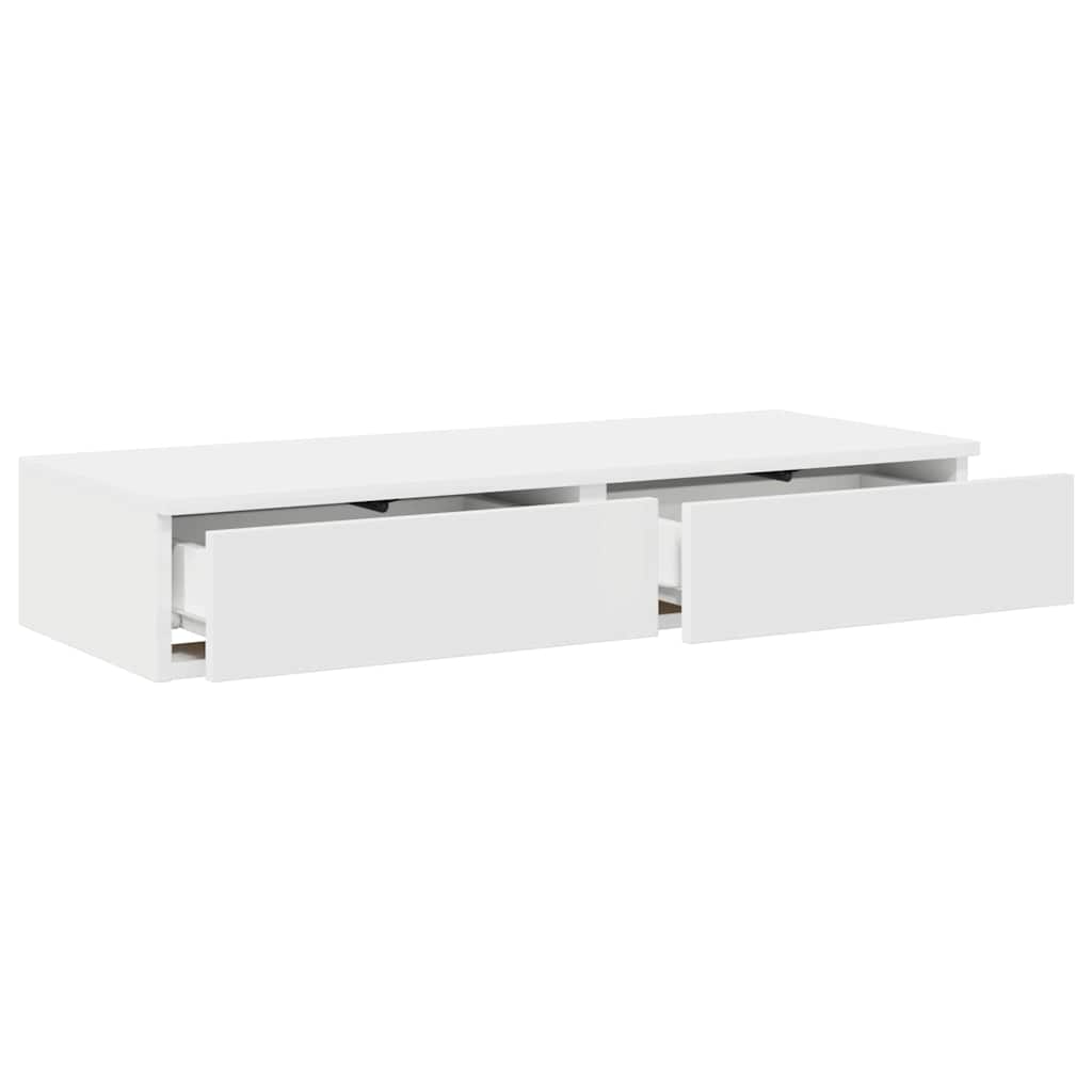 Sengeskuffer med skuff Hvit 90 x 36,5 x 16,5 cm Konstruert tre