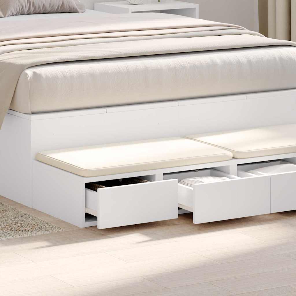 Sengeskuffer med skuff Hvit 120 x 36,5 x 16,5 cm Konstruert tre