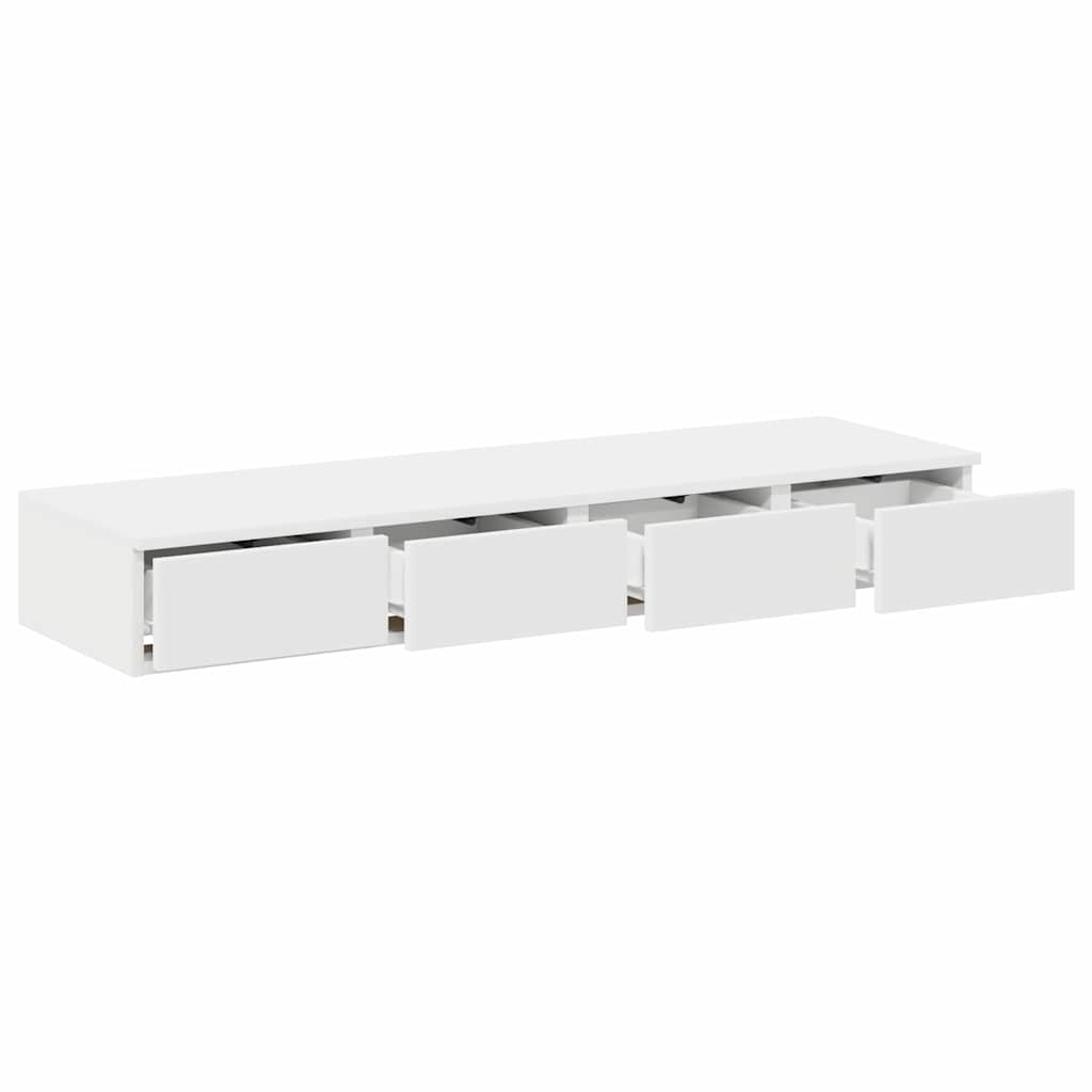 Sengeskuffer med skuff Hvit 120 x 36,5 x 16,5 cm Konstruert tre