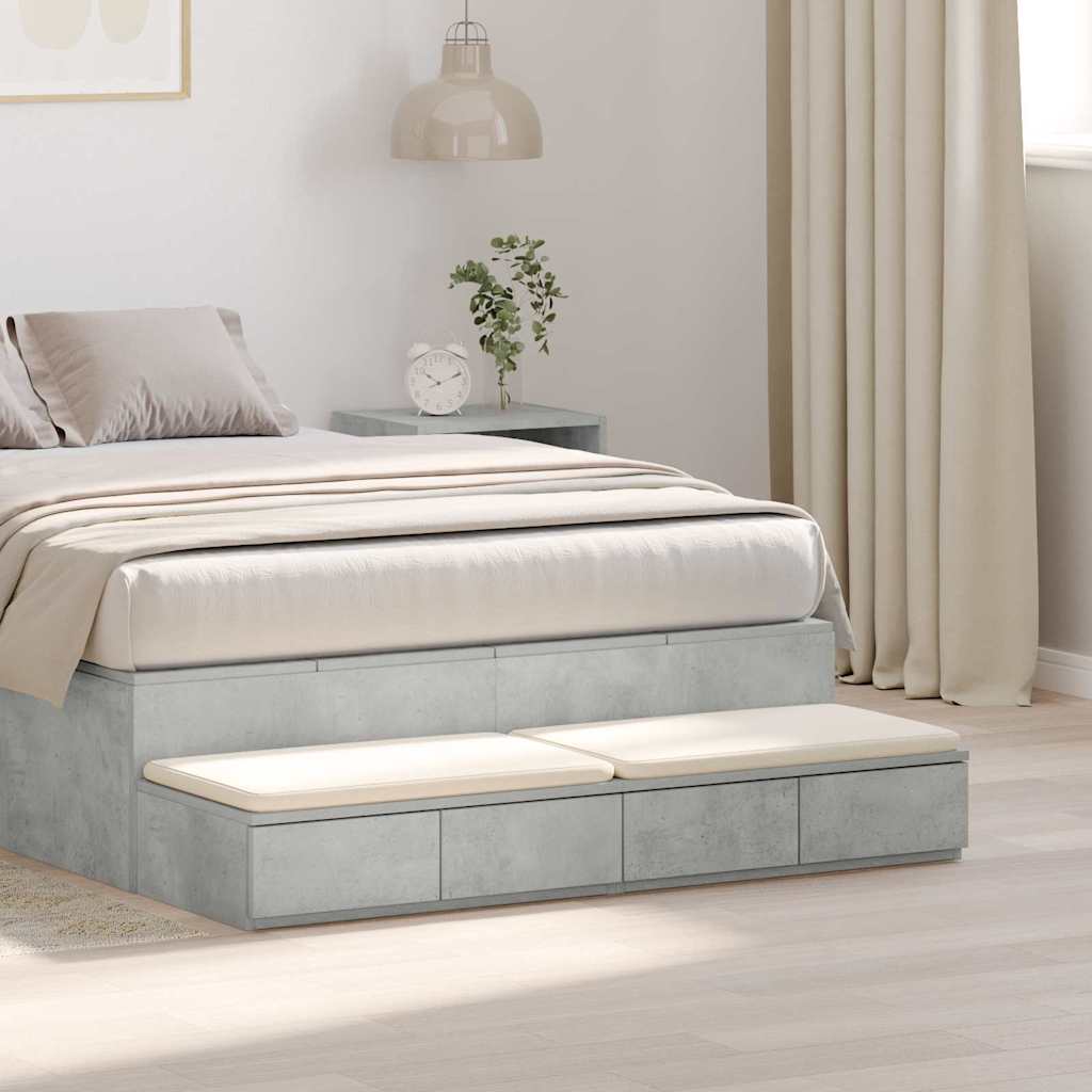 Sengeskuffer Betonggrå 120 x 36,5 x 16,5 cm Konstruert tre