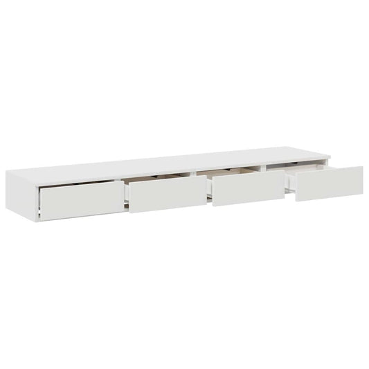 Sengeskuffer med skuff Hvit 135 x 36,5 x 16,5 cm Konstruert tre