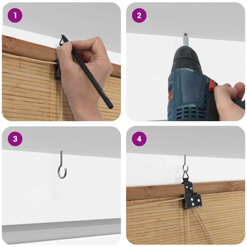 Rullegardin med gardiner Brun 110 x 220 cm Bambus