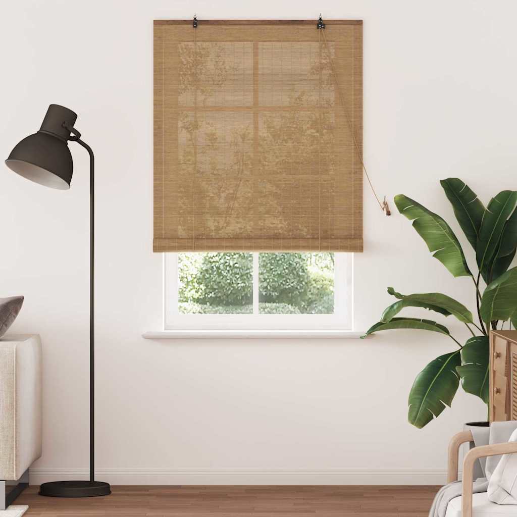 Rullegardin med gardiner Brun 110 x 220 cm Bambus