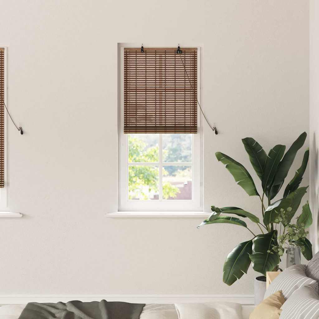 Rullegardin med gardiner Brun 60 x 220 cm Bambus