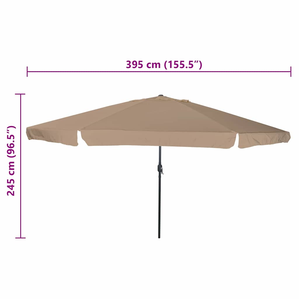 Hageparasol Gråbrun 394 x 394 x 248 cm Polyester og stål
