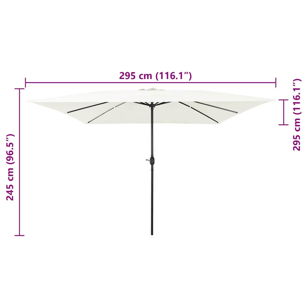 Hageparasol sand 295 x 295 x 245 cm Polyester og stål