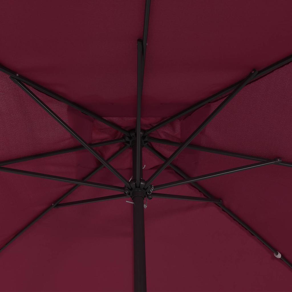 Hageparasol Bordeaux Rød 295 x 295 x 245 cm Polyester og stål vidaXL