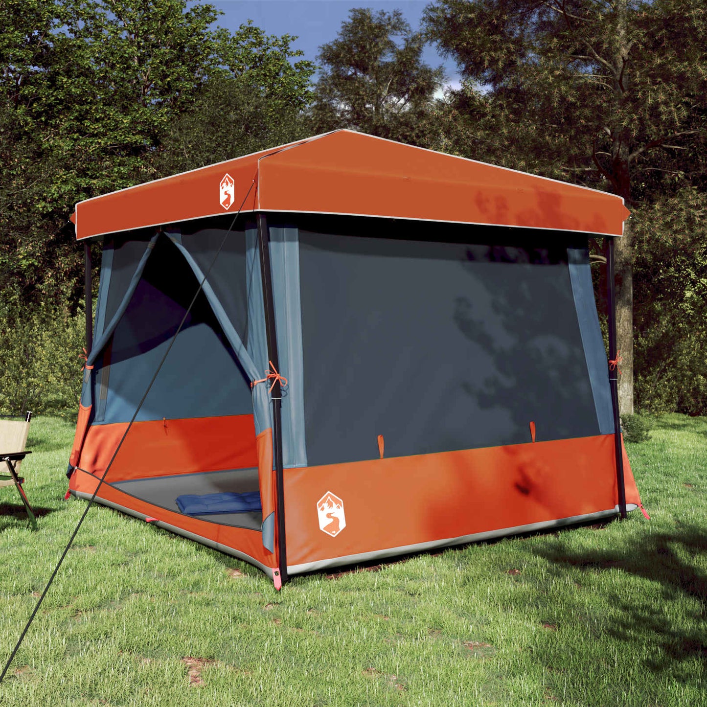 Camping Telt Sett med tak 2 pcs Grå og Oransje Taffeta og Stoff