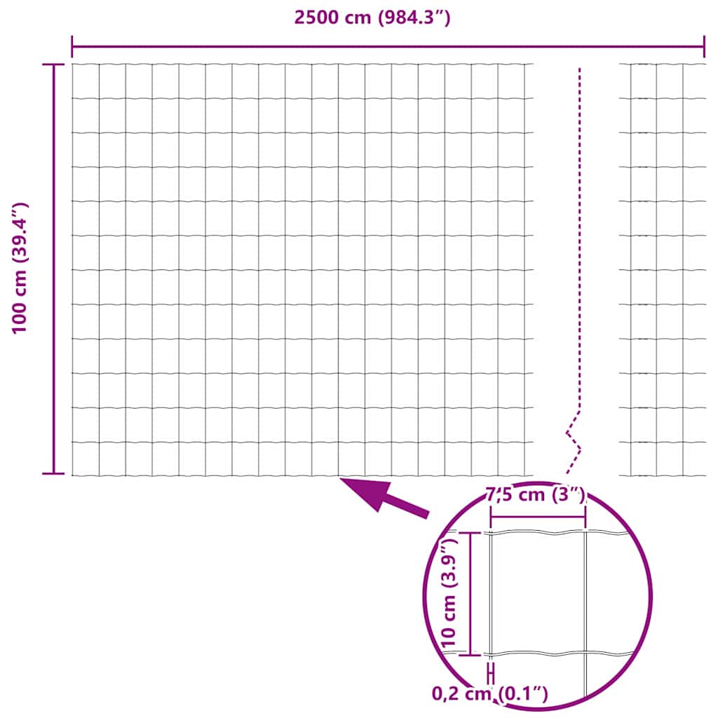 Euro gjerde Grå 1 x 25 m PVC-belagt jern