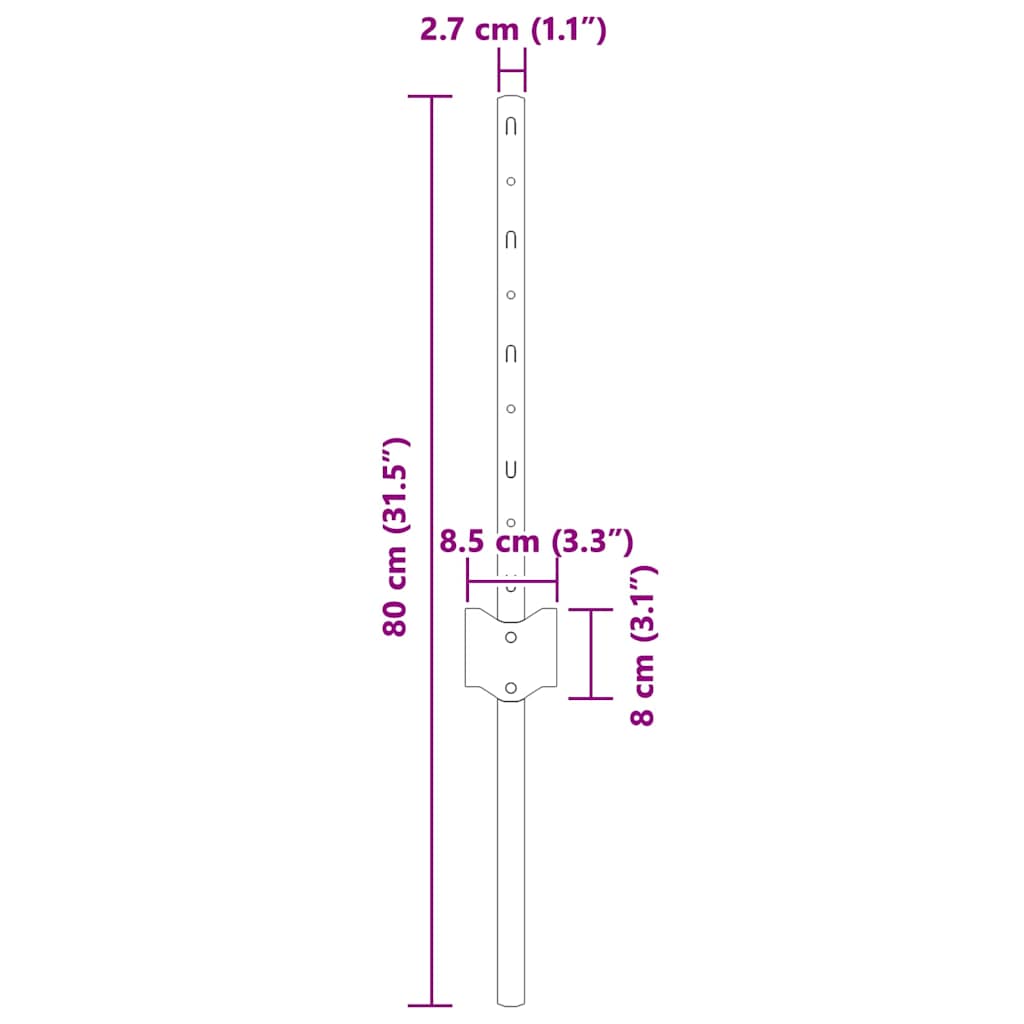 Gjerdepåle 44 pcs sølv 80 cm Stål