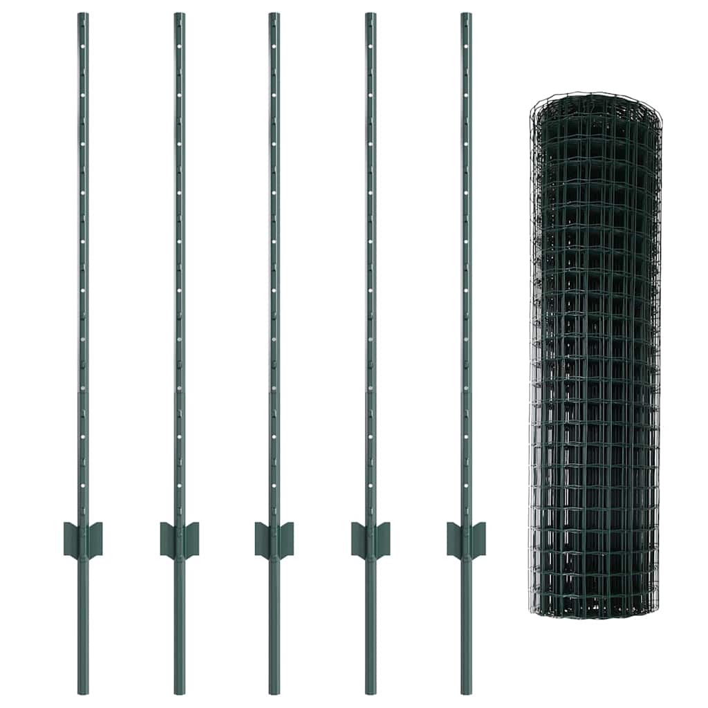 Euro gjerdet med stolpe 10 x 1 m PVC-belagt stål Grønn Mesh