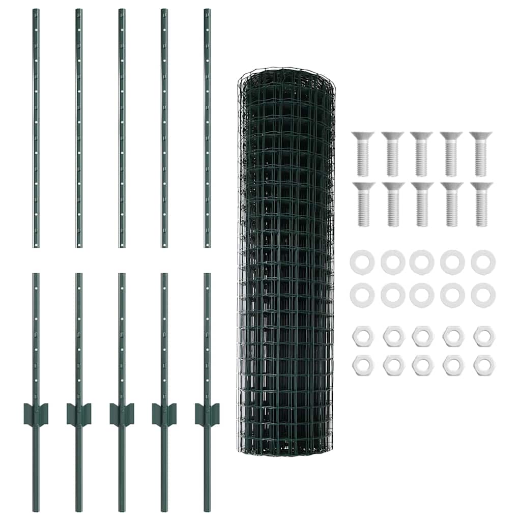 Euro gjerdet med stolpe 10 x 1 m PVC-belagt stål Grønn Mesh