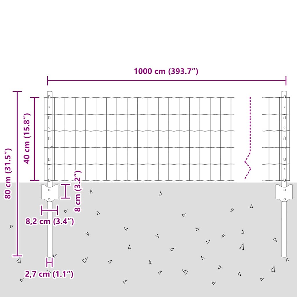 Euro gjerdet med stolpe 10 x 0,4 m PVC-belagt stål Grønn Mesh