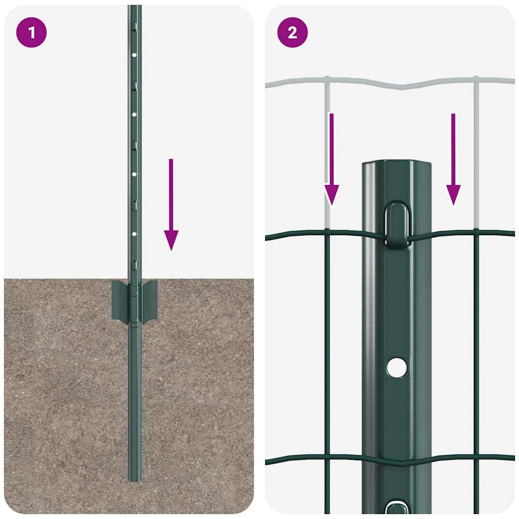 Euro gjerdet med stolpe 10 x 0,8 m PVC-belagt stål Grønn Mesh