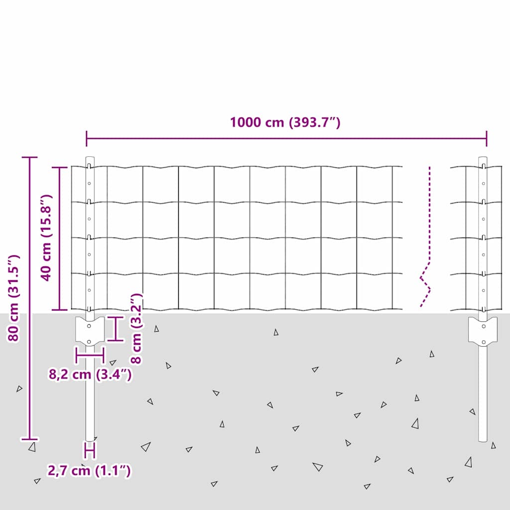 Euro gjerdet med stolpe 10 x 0,4 m PVC-belagt stål Grønn Mesh
