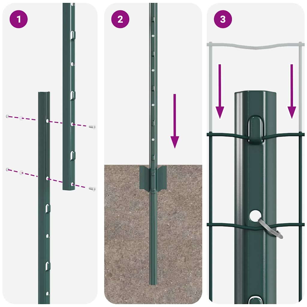 Euro gjerdet med stolpe 10 x 1 m PVC-belagt stål Grønn Mesh