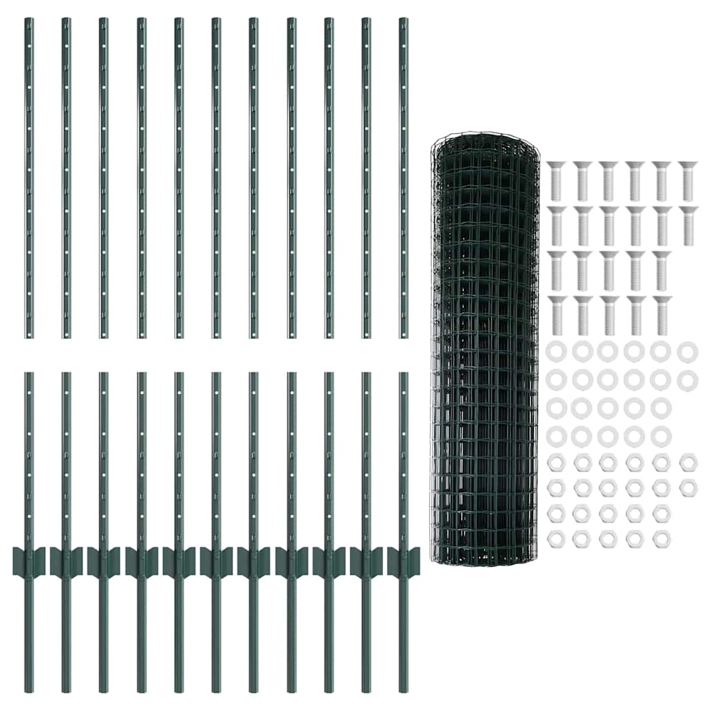 Euro gjerdet med stolpe 25 x 1 m PVC-belagt stål Grønn Mesh