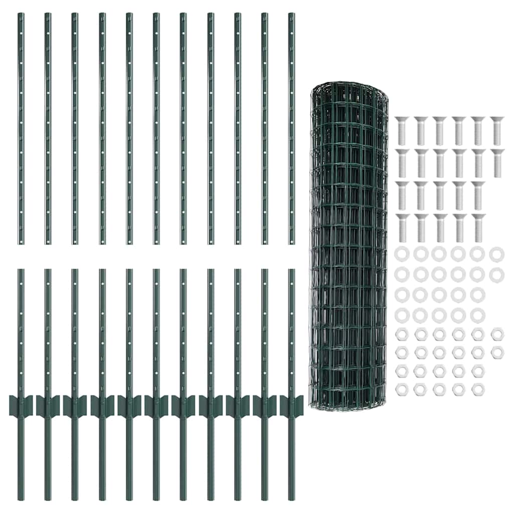 Euro gjerdet med stolpe 25 x 1 m PVC-belagt stål Grønn Mesh