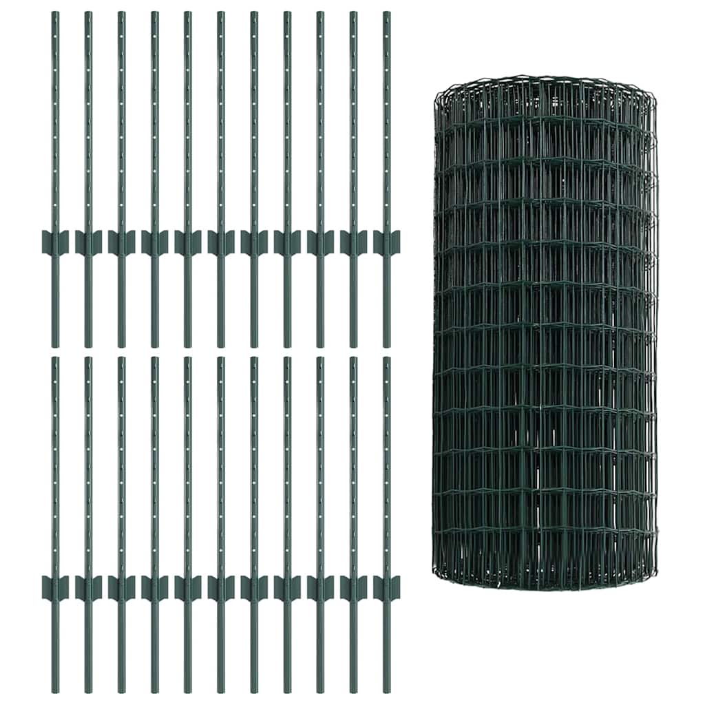 Euro gjerdet med stolpe 50 x 0,6 m PVC-belagt stål Grønn Mesh