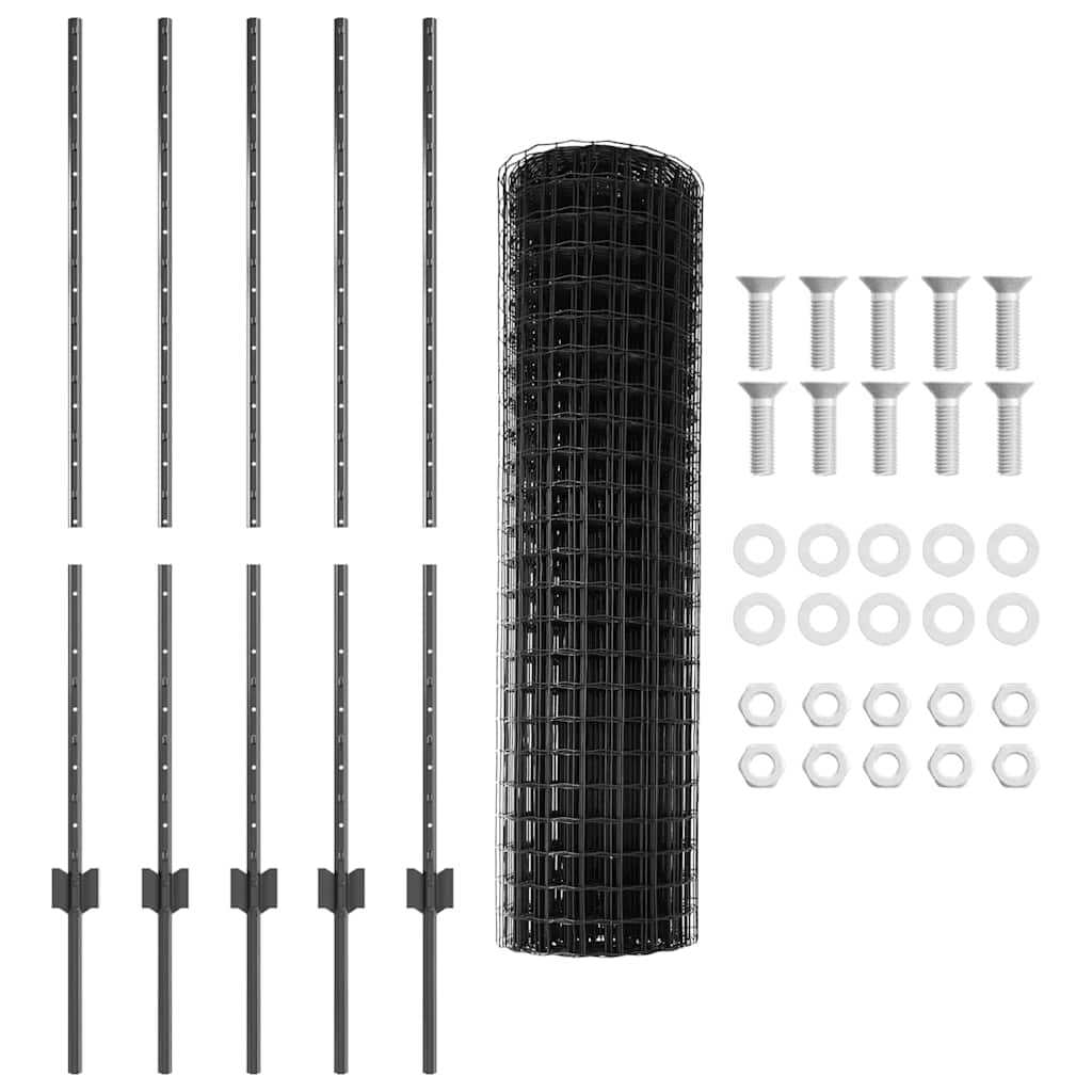 Euro gjerdet med stolpe 10 x 1,2 m PVC-belagt stål Grå Mesh